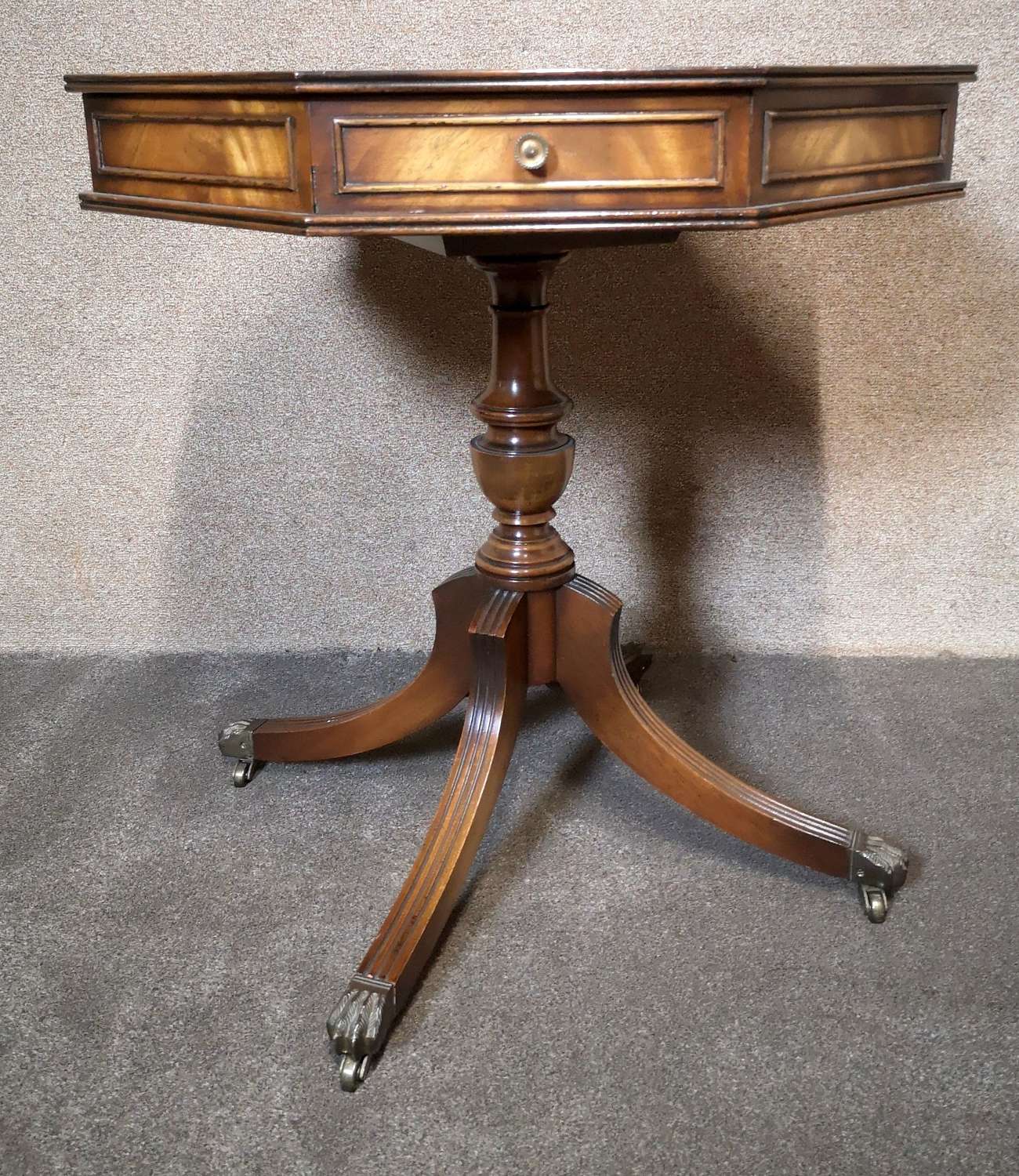 Mahogany Octagonal Revolving Drum Table by Reprodux Bevan Funnell