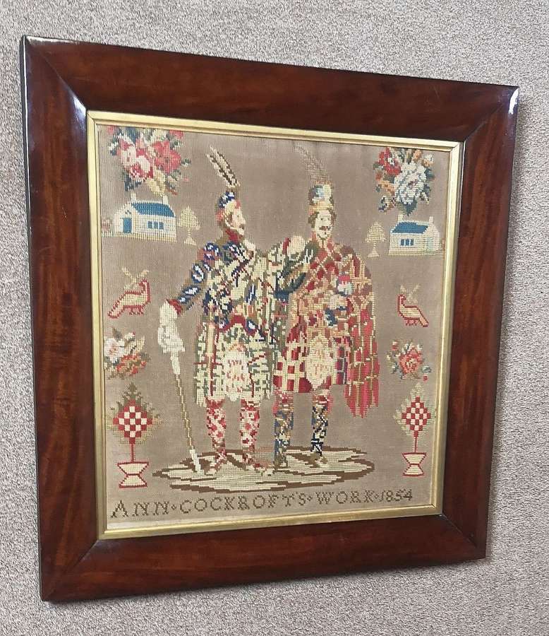 A Victorian Wool Work Tapestry / Picture of Highlanders