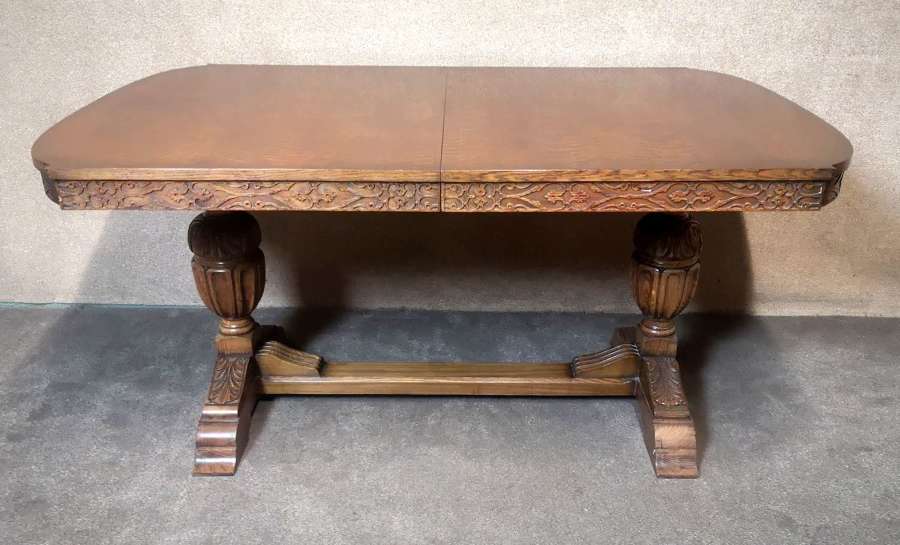 Carved Oak Extending Dining Table