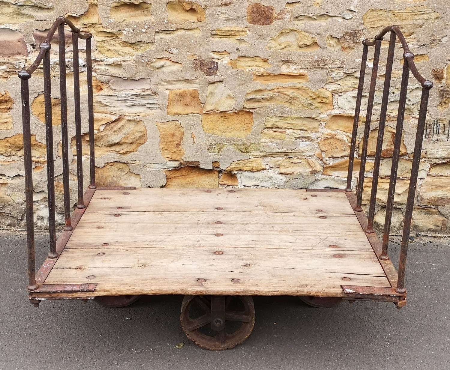 Large Original 19th Century Industrial Trolley Mill Cart