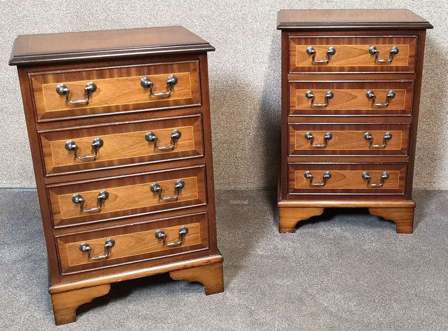 Pair of Inlaid Mahogany Bedside Chests