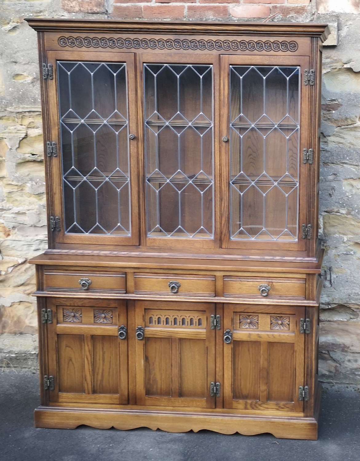 Wood Bros Old Charm Oak Dresser / Oak Display Cabinet