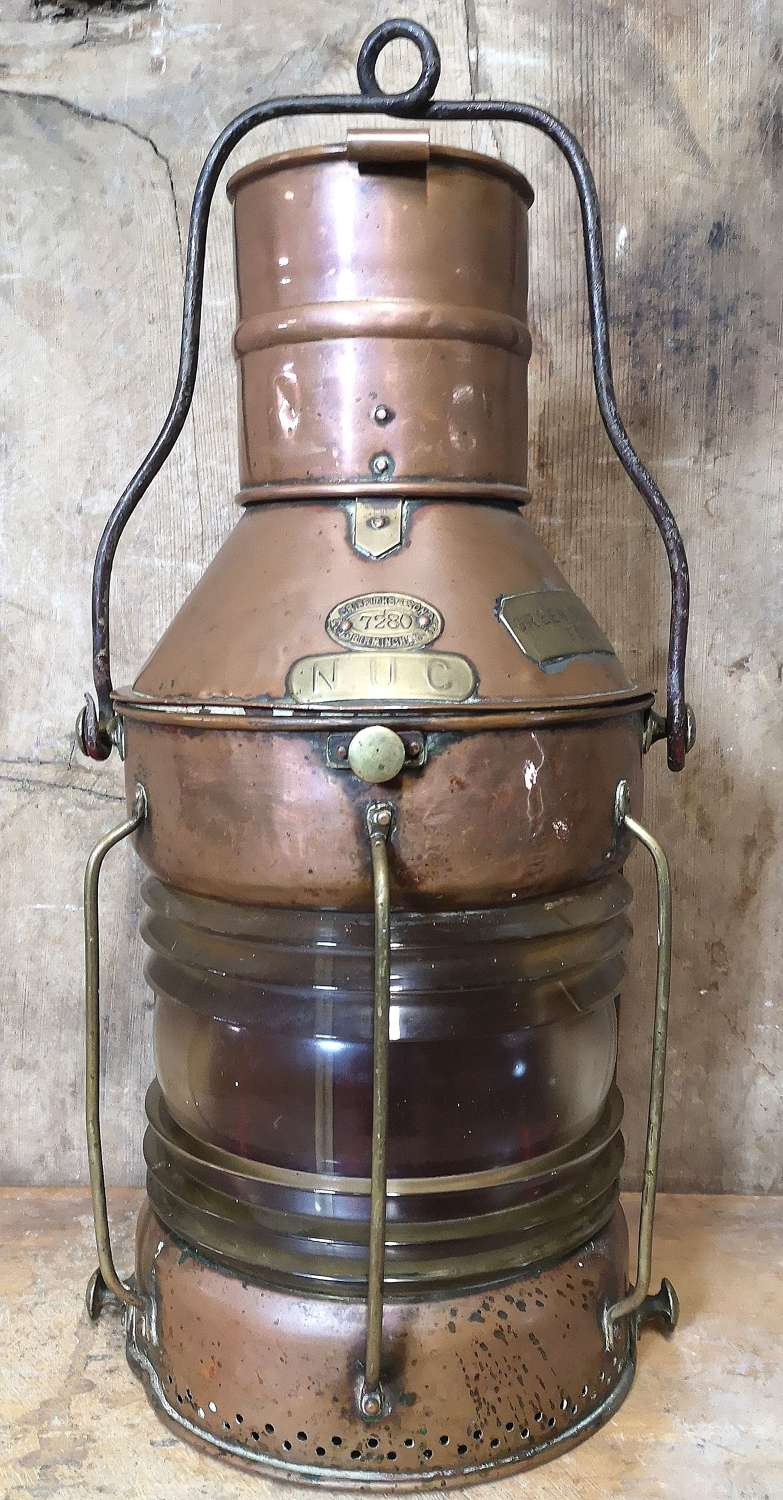 Antique Copper Ships Lantern - Navigation Light Griffiths & Sons Birmi