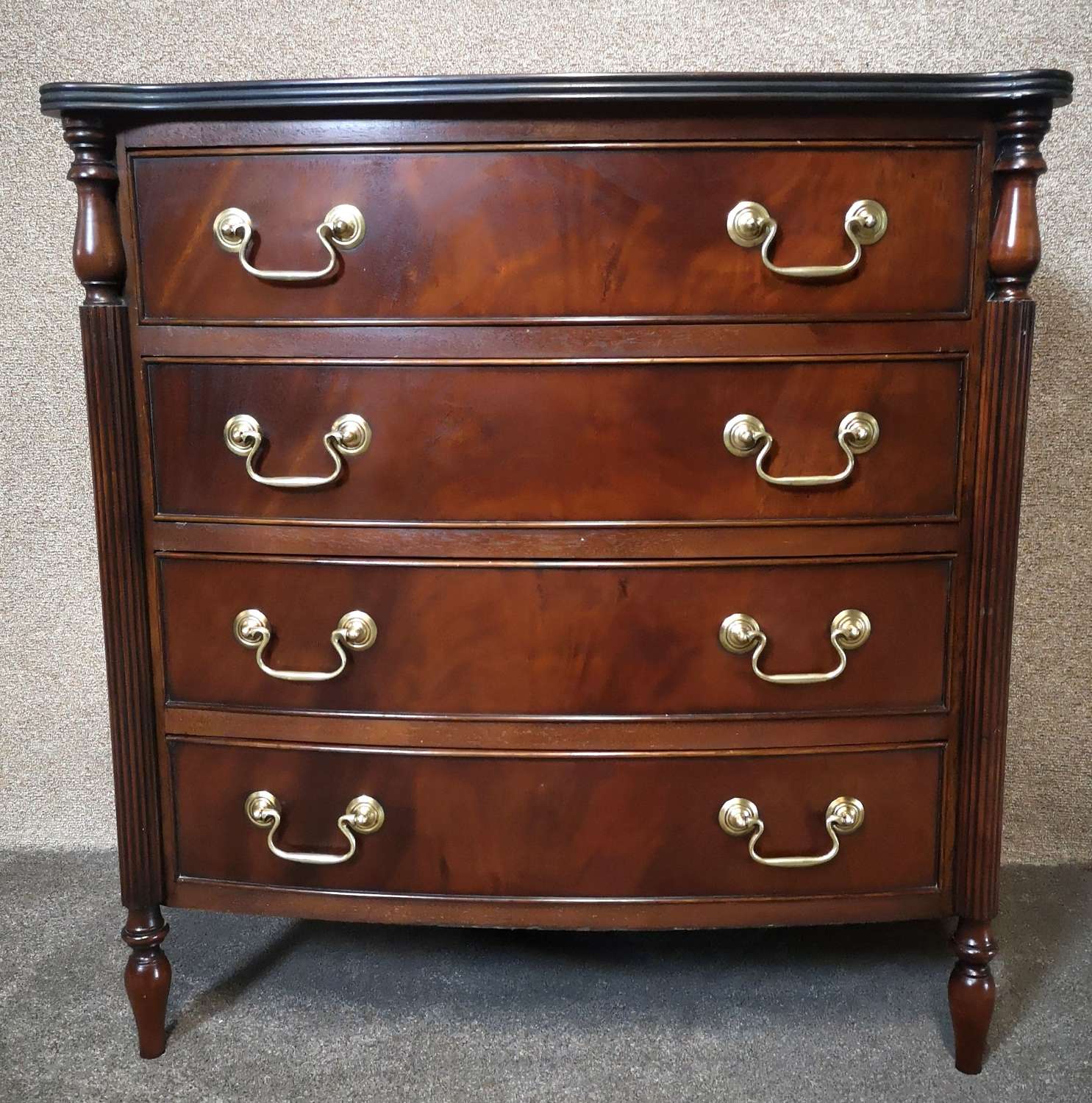 Small Mahogany Regency Style Bow Front Chest of Drawers