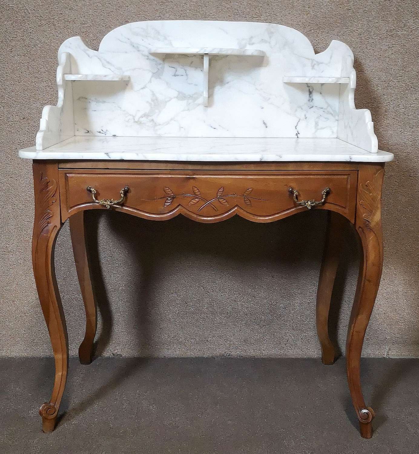 Late 19th Century French Walnut Marble Top Washstand