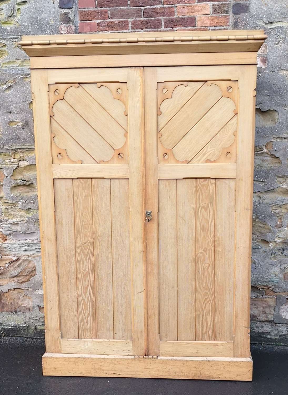 A Victorian Gothic Revival Ash Double Door Wardrobe