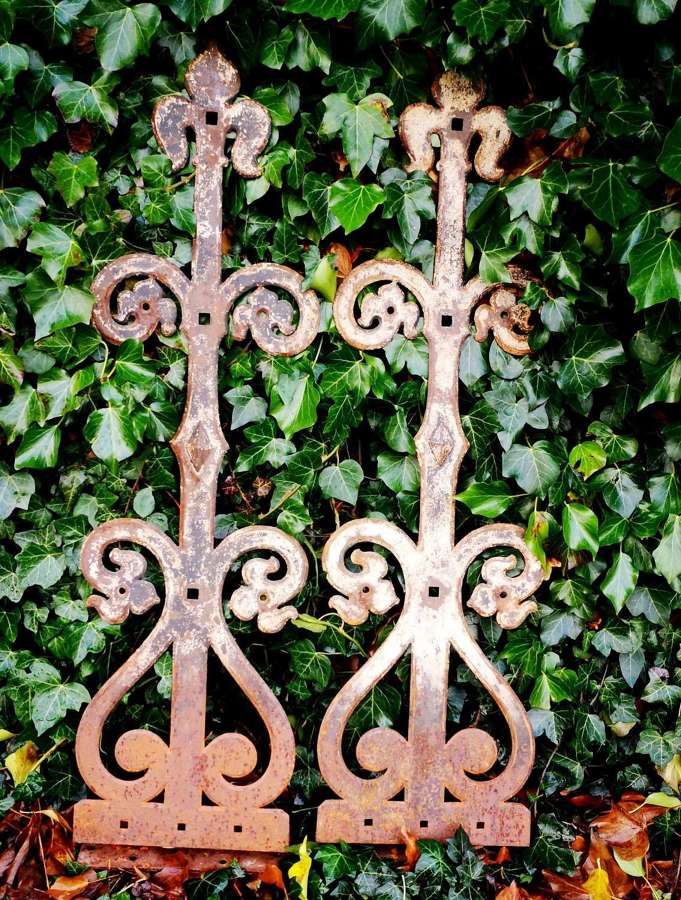 Large Pair of 19th Century Iron Gothic Style Hinges
