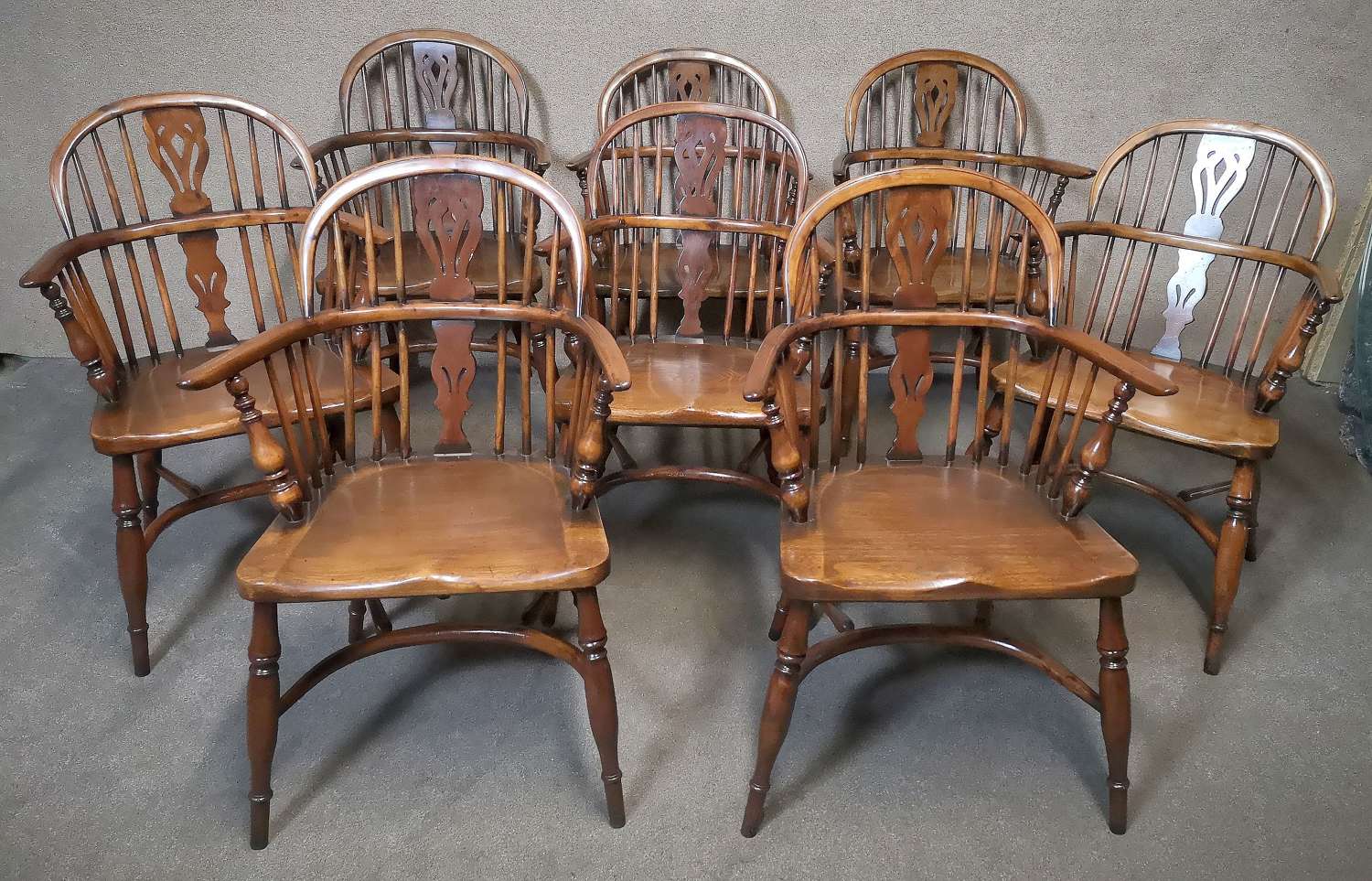 Good Quality Set of Eight Yew Windsor Chairs - Late Twentieth Century