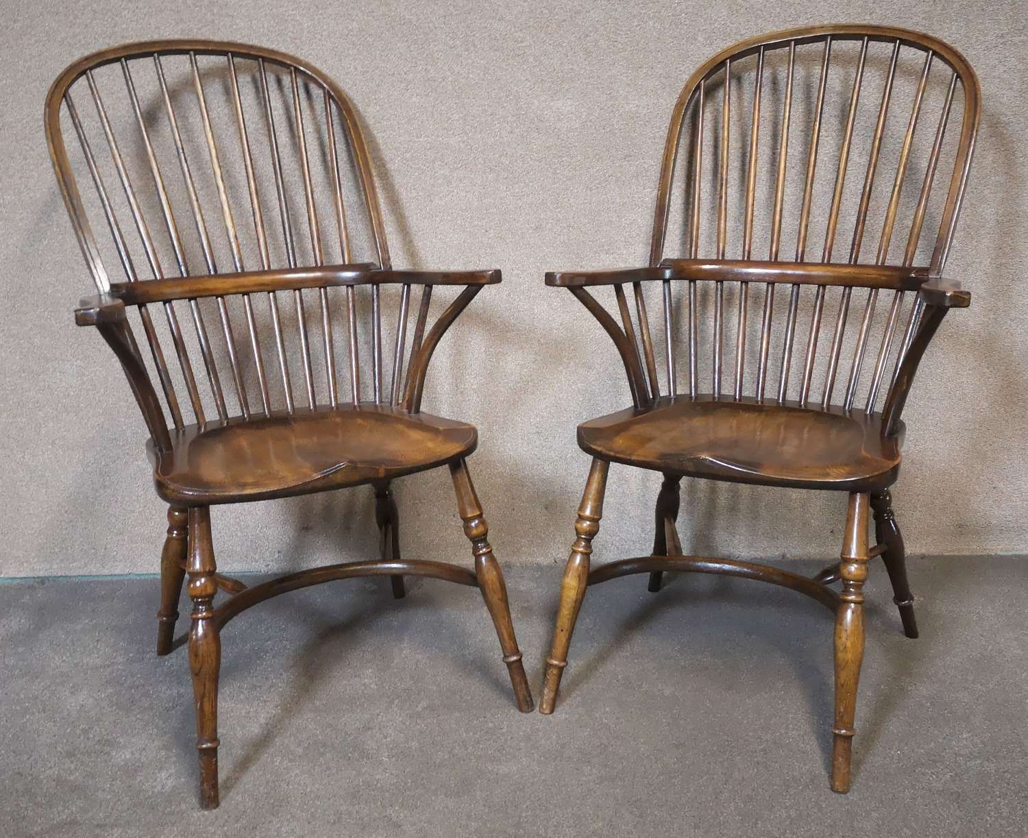 Pair of Oak Windsor Armchairs