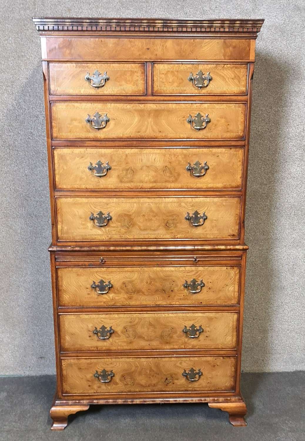 Antique Reproduction Walnut Chest On Chest