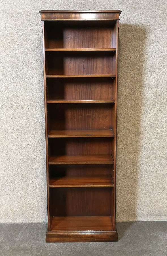 Tall Slim Mahogany Open Bookcase - Reprodux Bevan Funnell
