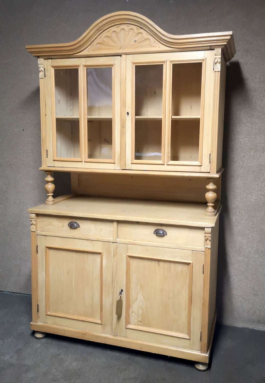 Late 19th Century Continental Pine Dresser / Bookcase / Cabinet