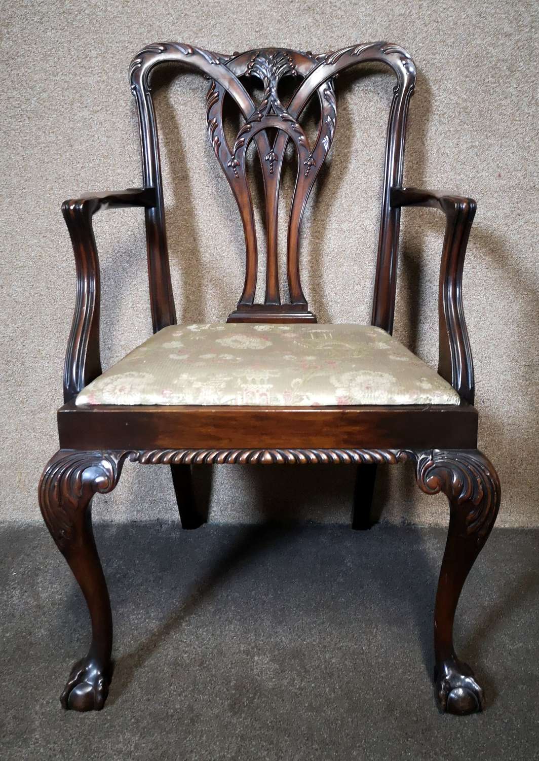 A Chippendale Style Mahogany Ball and Claw Desk / Arm Chair