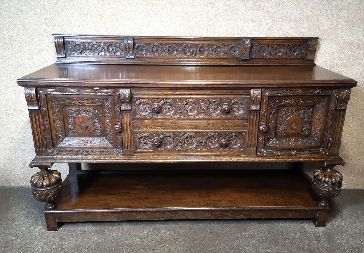 Early Twentieth Century Carved Oak Sideboard / Dresser