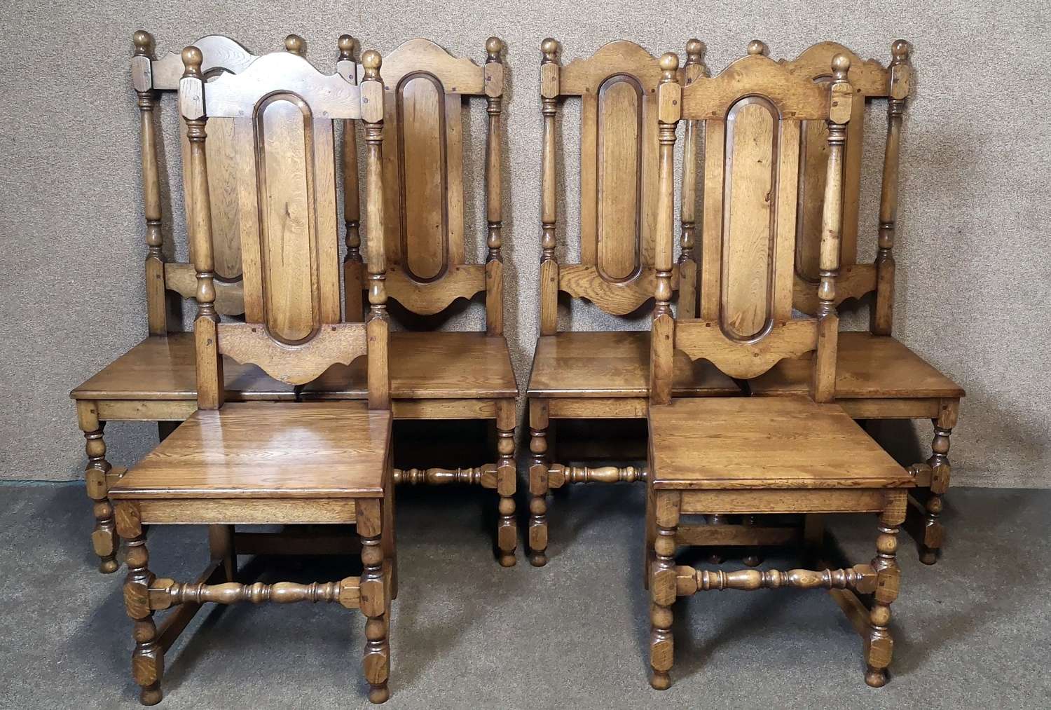 Good Quality Set of Six Oak Country High Back Dining Chairs
