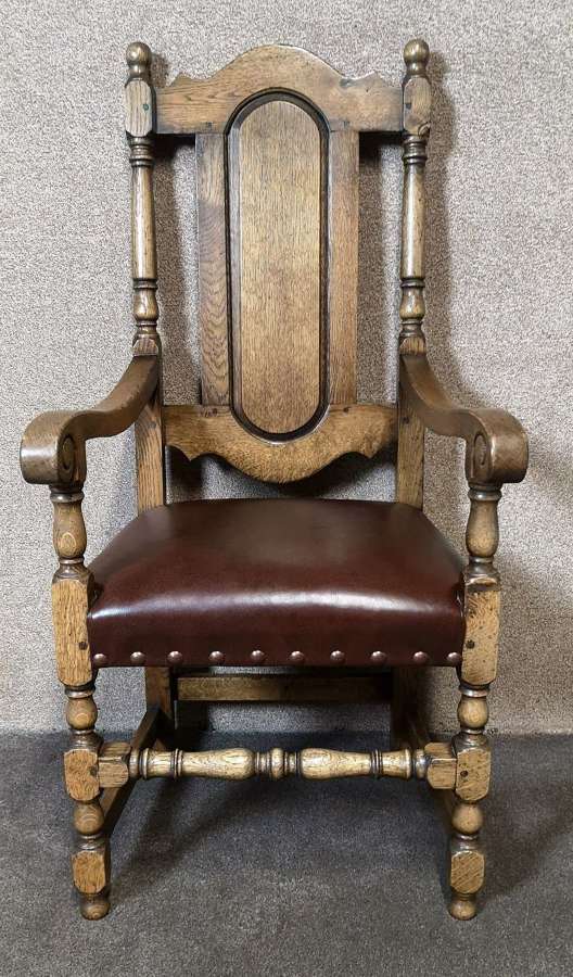 Oak High Back Arm Chair