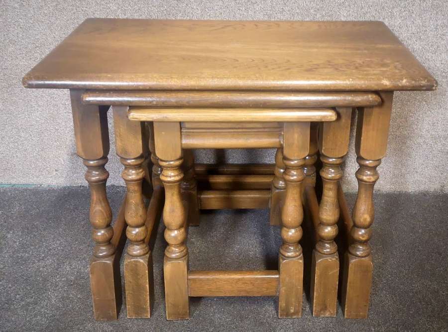 Wood Bros - Old Charm Nest of Three Oak Tables