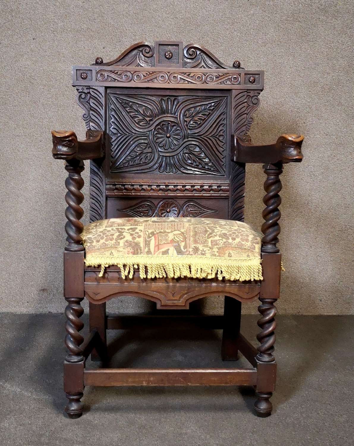 19th Century Carved Oak Wainscot Chair