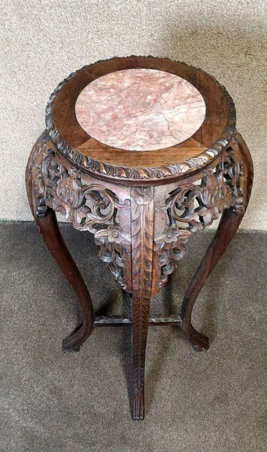 Chinese Oriental Carved Hardwood Plant Stand