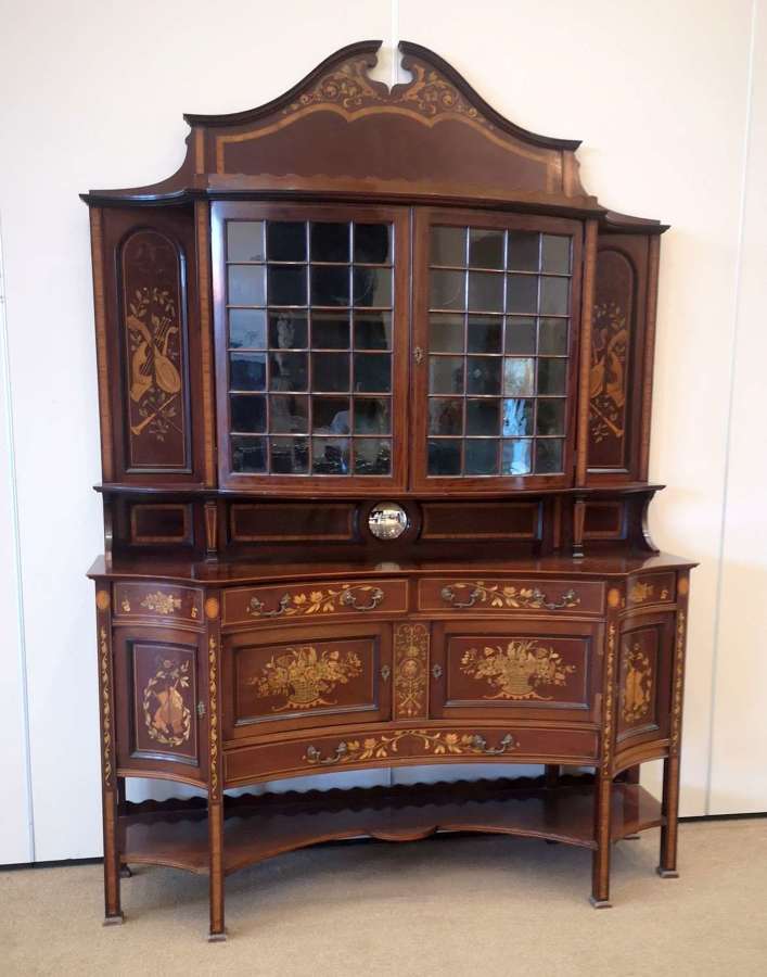 Large Victorian Mahogany and Marquetry Display Cabinet