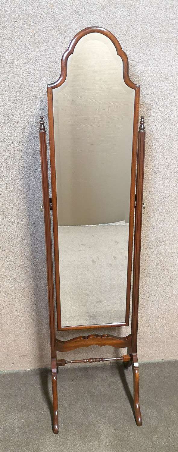 Queen Anne Style Mahogany Cheval Mirror