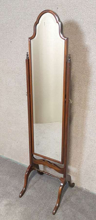 Mahogany Cheval Mirror In The Queen Anne Style
