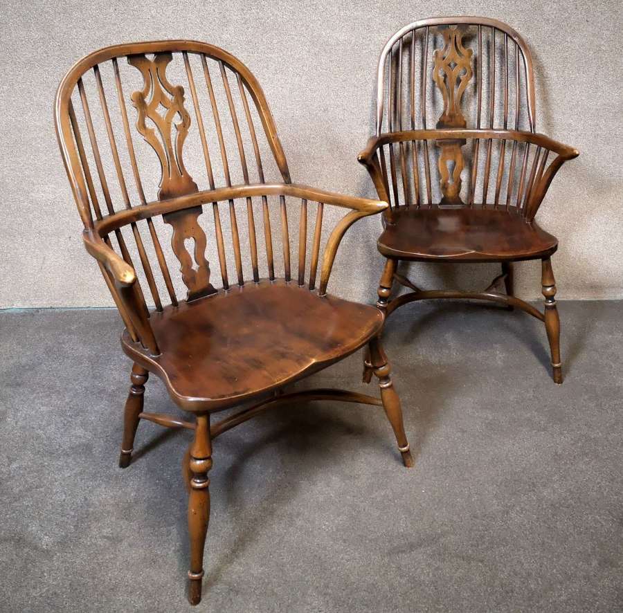 Pair of Oak High Back Windsor Chairs Titchmarsh & Goodwin