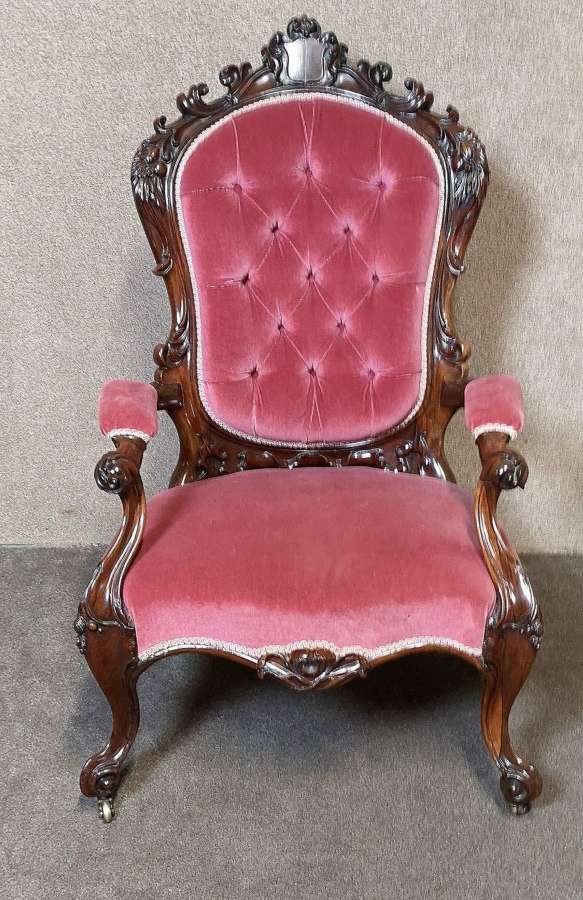 Victorian Carved Rosewood Armchair