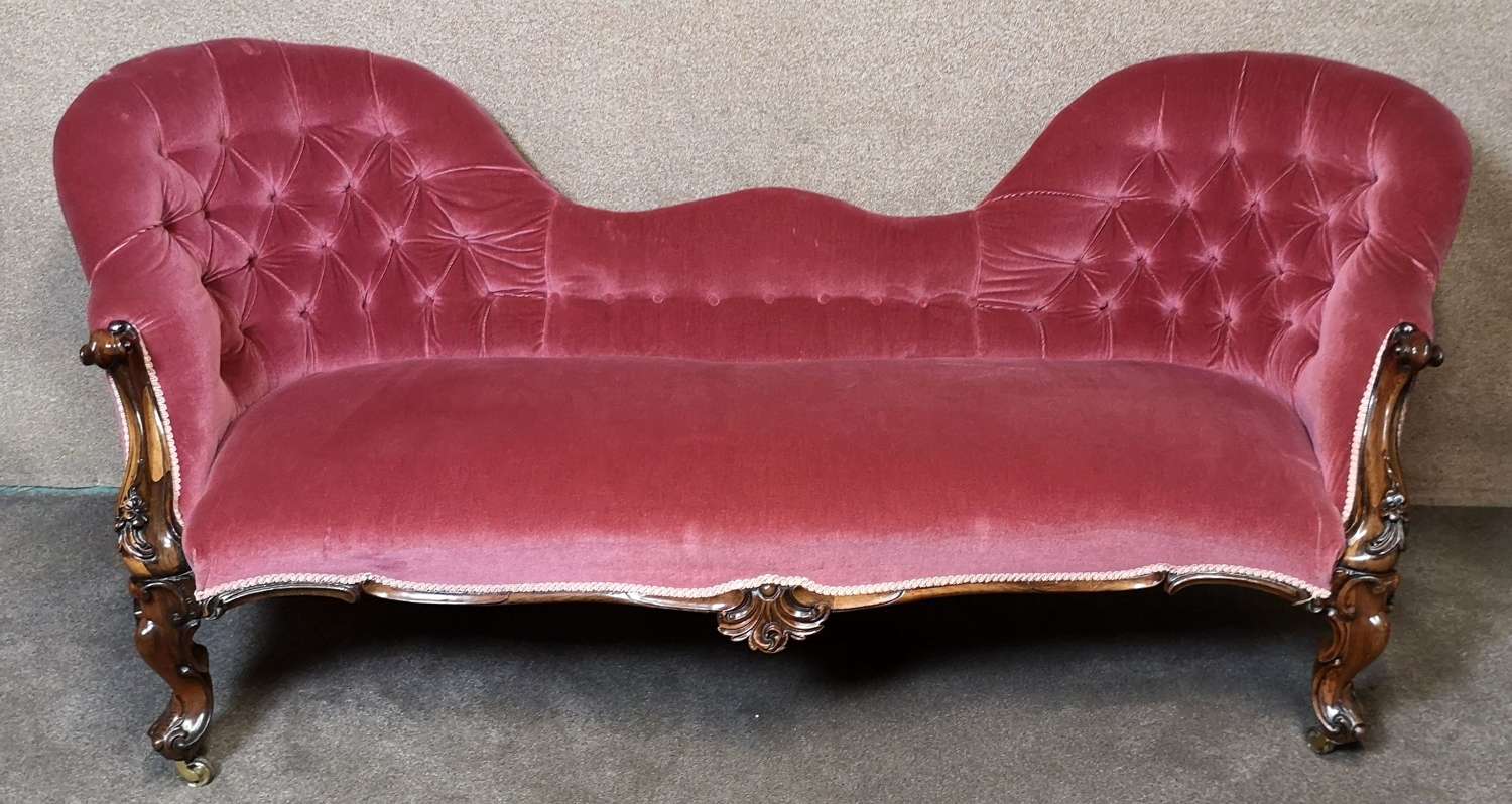 Victorian Rosewood Twin High Back Sofa