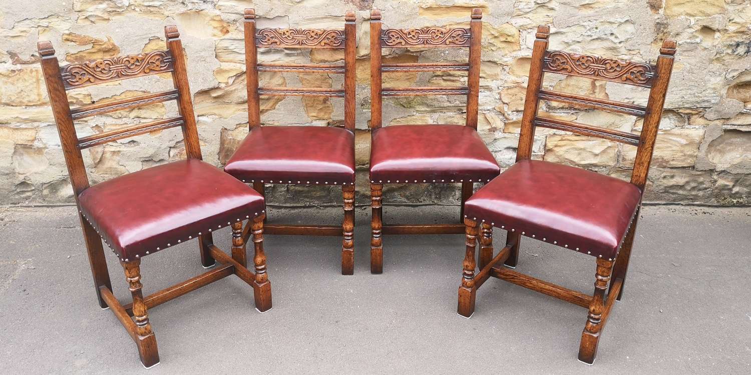 Titchmarsh and Goodwin Set of Four Oak Chairs