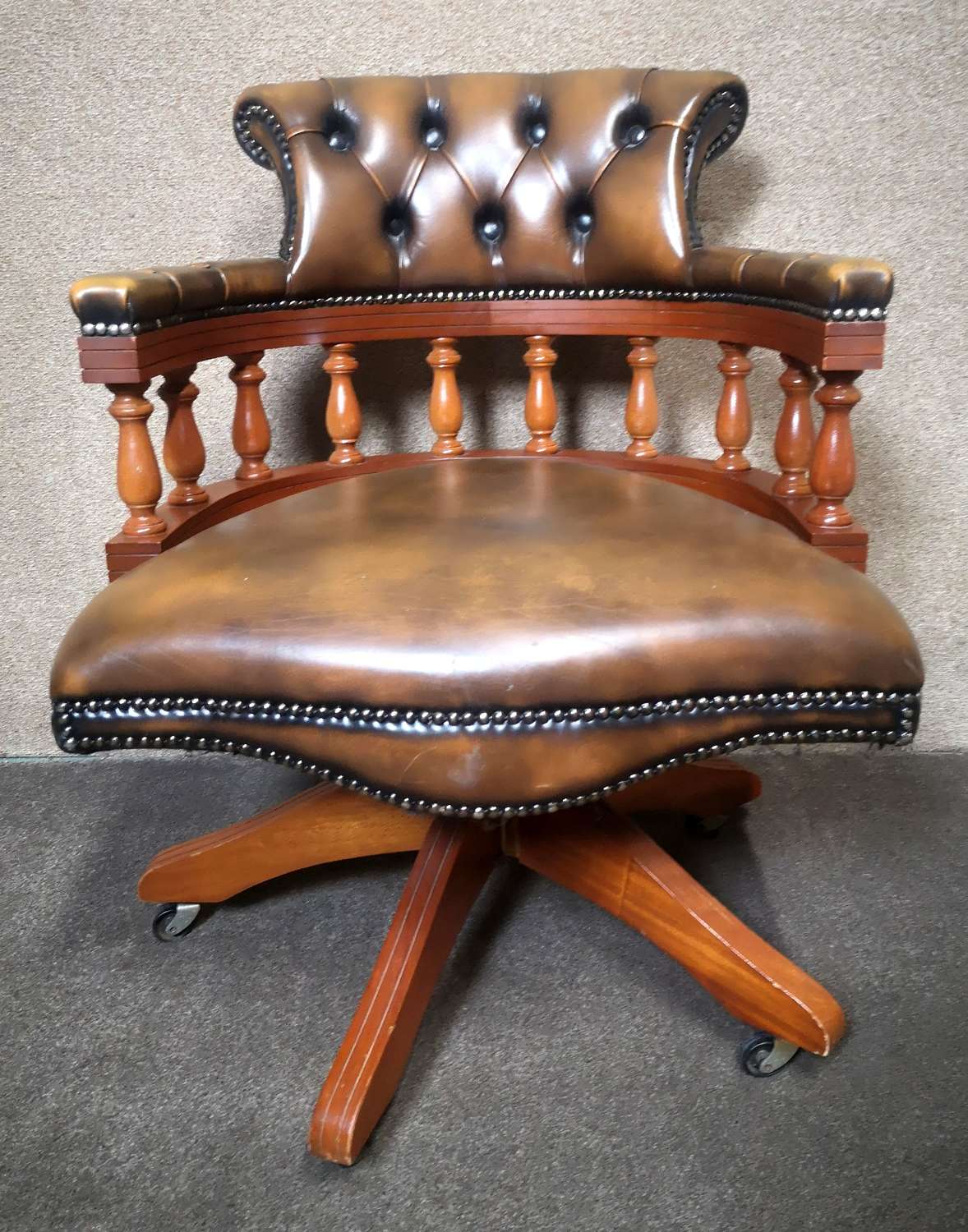 Chesterfield Captains Brown Leather Office Chair