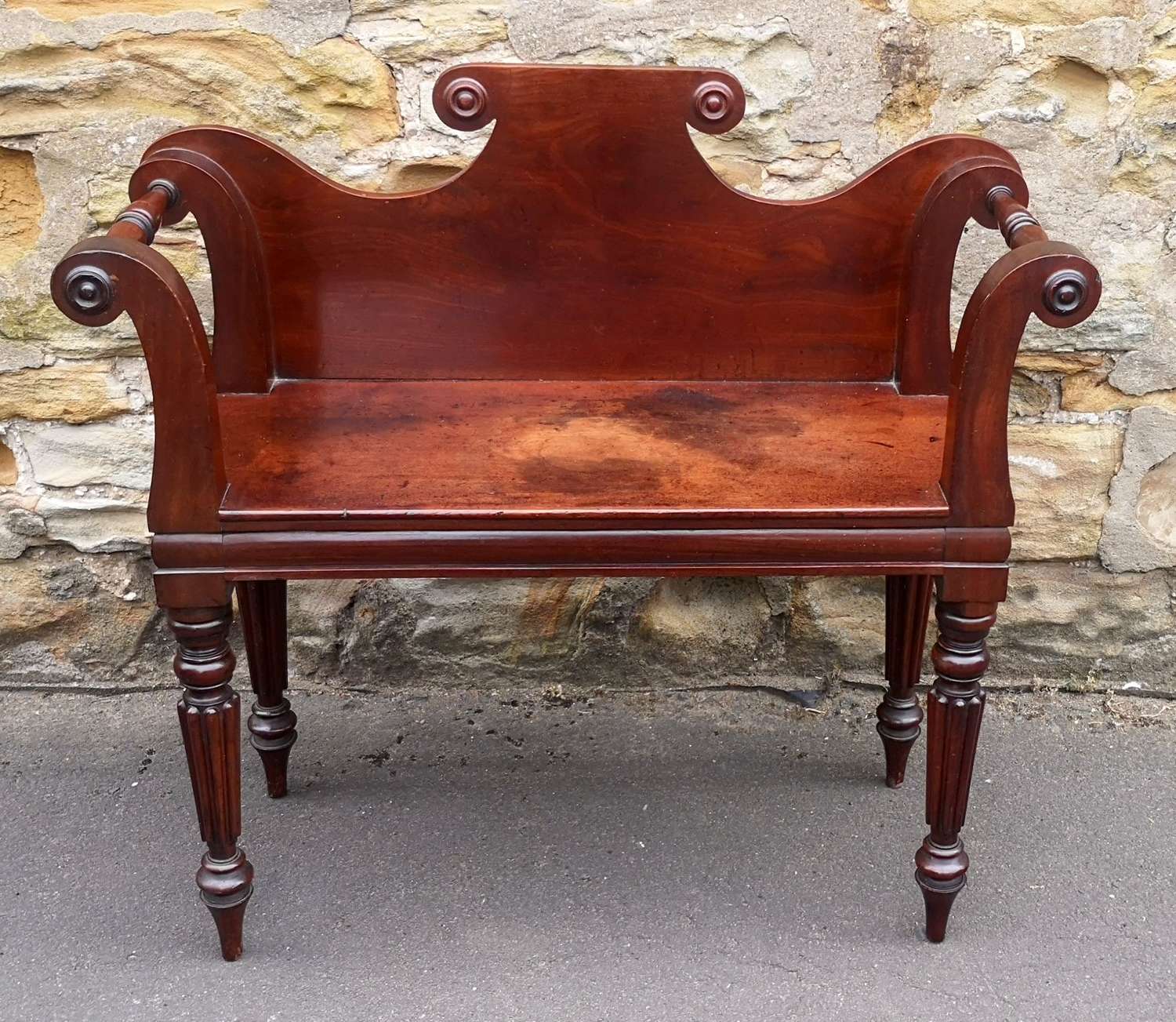 A Good Regency Mahogany Hall Bench In The Manner of Gillows