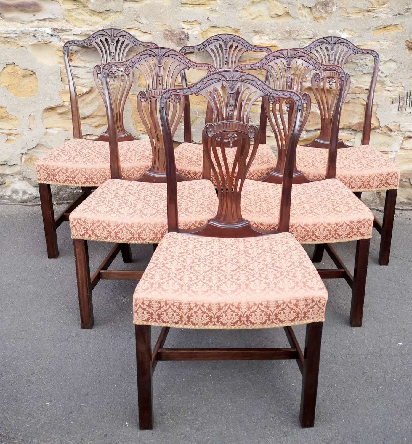 Set of Six Mahogany Hepplewhite Style Dining Chairs