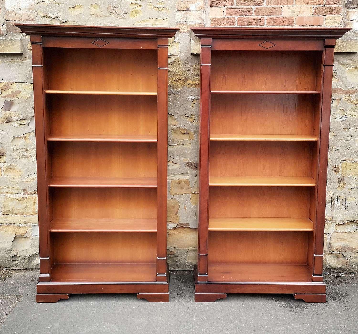 Tall Pair of Mahogany Open Bookcases