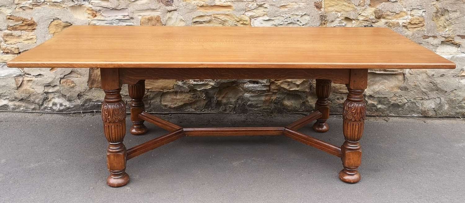 Large Oak Refectory Dining Table - Seats 8