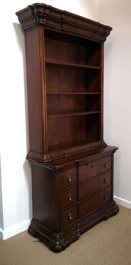 Jonathan Charles Large Walnut Open Bookcase with Drawers