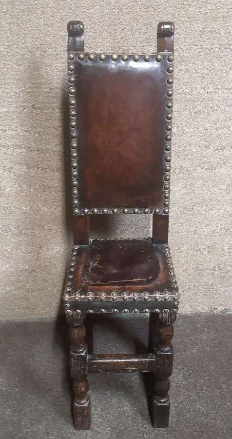 17th Century Revival Oak Childs Correction Chair