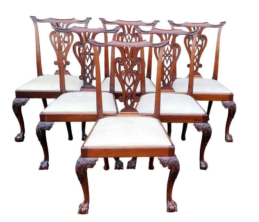 Set of Six Mahogany Chippendale Revival Ball and Claw Dining Chairs
