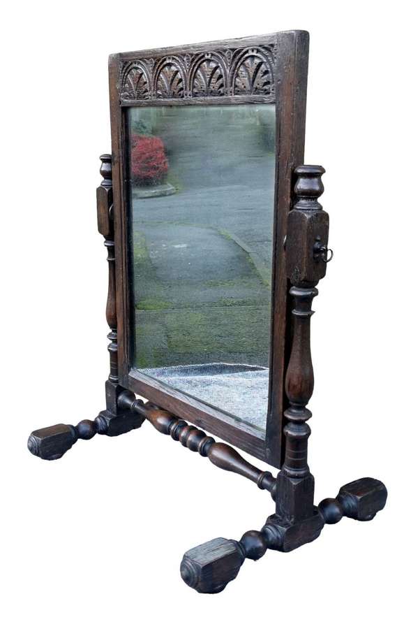 Carved Oak Free Standing Dressing Table Mirror