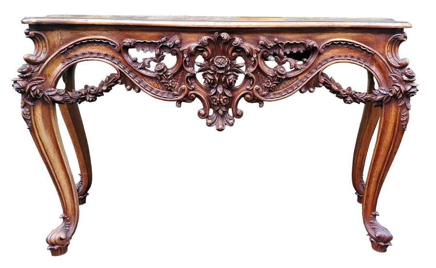 Twentieth Century Carved Mahogany Italian Style Console Table