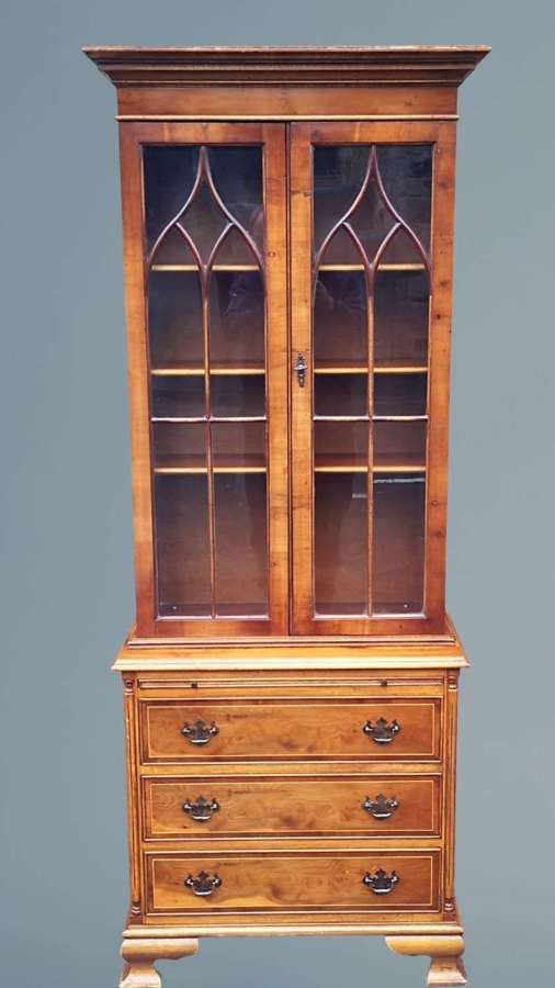 Yew Wood Bookcase / Display Cabinet