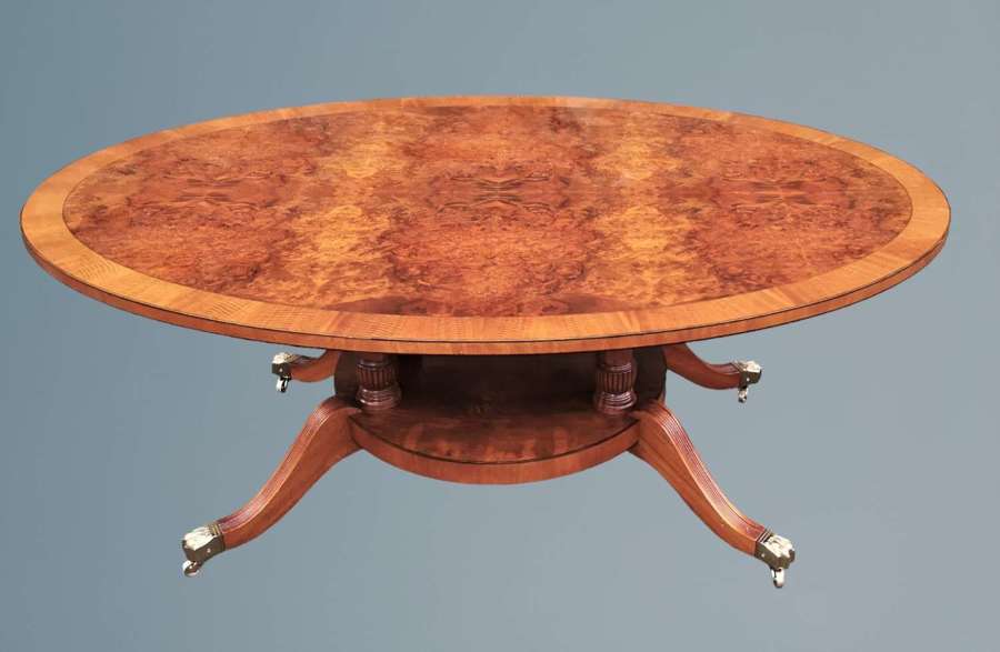 Large Burr Walnut Oval Shaped Coffee Table