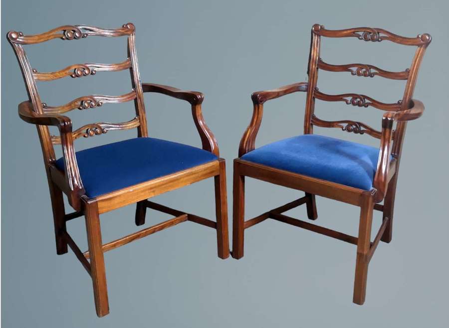William Tillman, Pair of Mahogany Ladder Back Dining Chairs