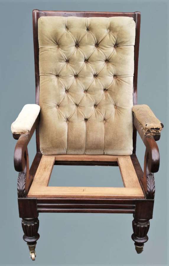 Early 19th Century Mahogany Framed High Back Library Chair
