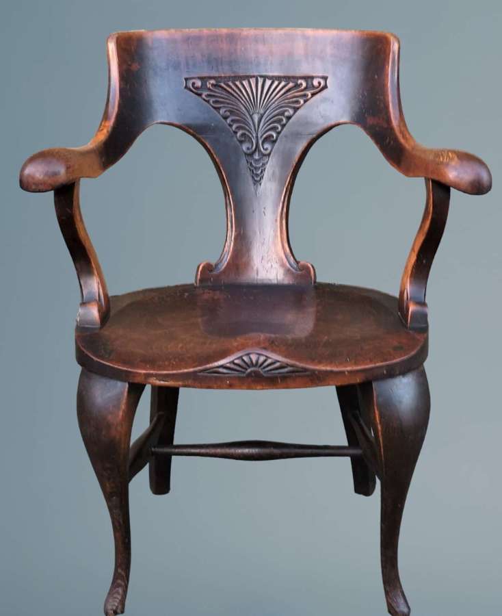 Antique Carved Oak Office Desk Chair