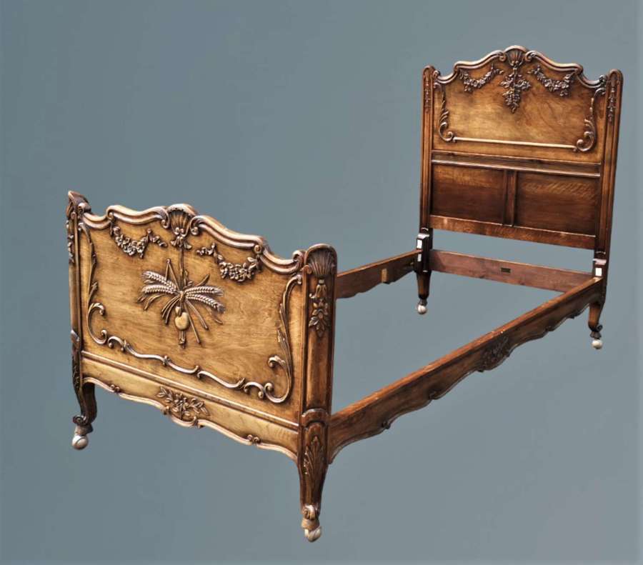 French Carved Mahogany Single Bed