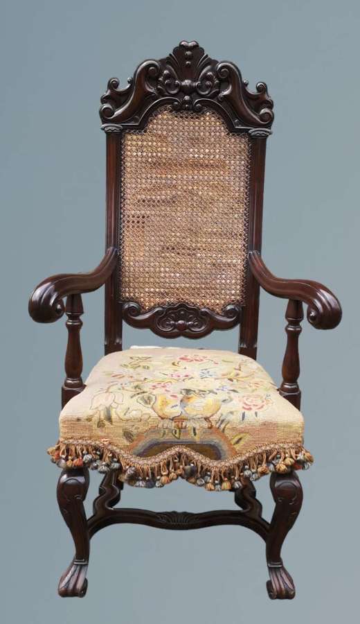 An 18th Century Style Walnut Portuguese Armchair