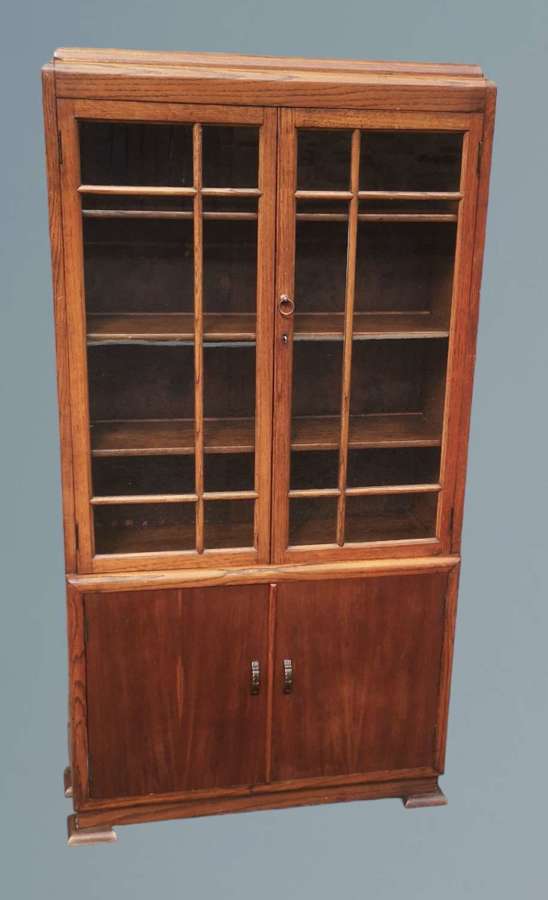 Oak Glazed Bookcase / Cabinet