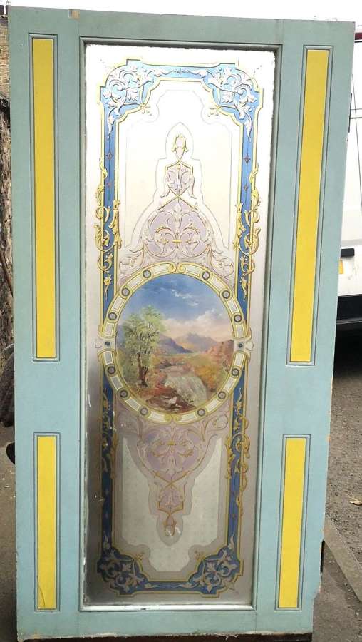 19th Century Painted Wood and Glazed Panel Door