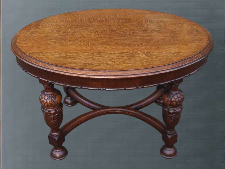 1940s Carved Oak Coffee Table